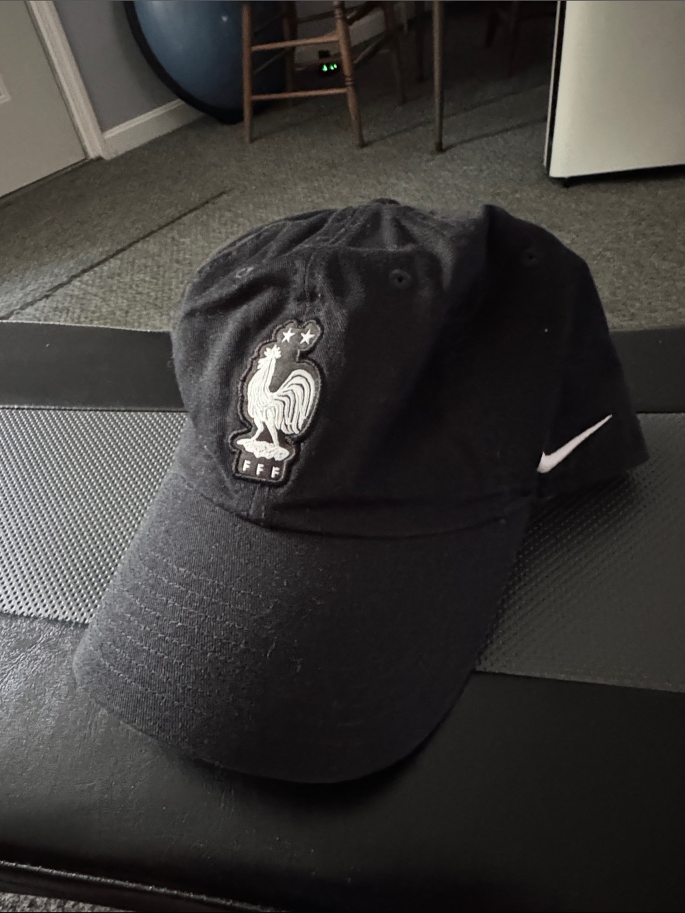 Nike France World Cup Black Heritage Cap with White Rooster Patch and Swoosh - Picture 2 of 4